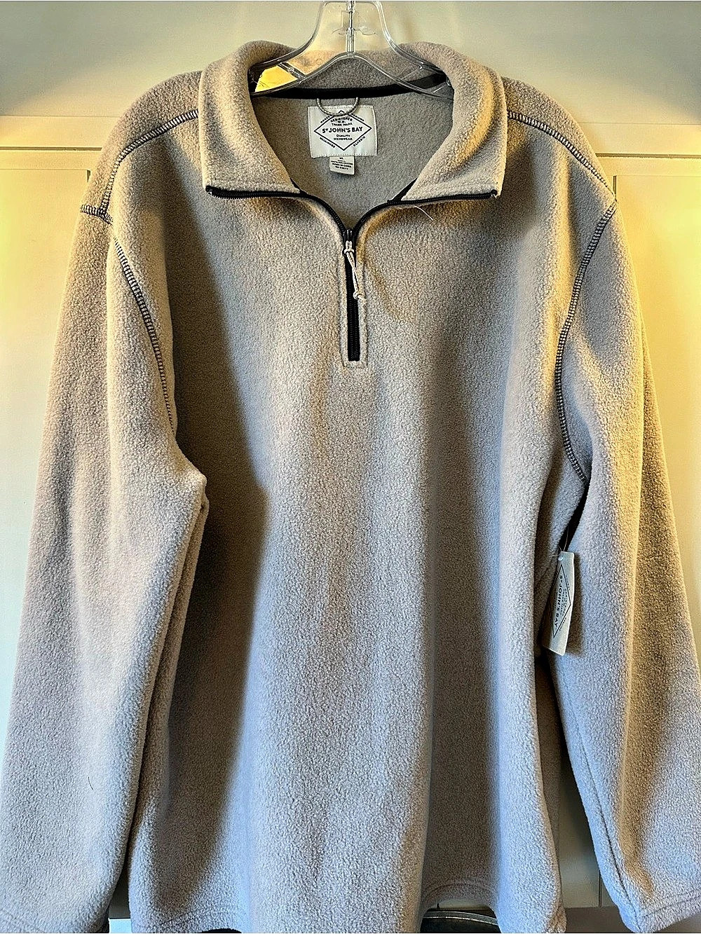 St. John's Bay Men's Fleece Quarter-Zip Pullover Gray XL